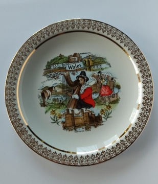 Porcelanowy talerz z Anglii - widoki z Walli