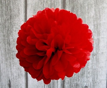 Kula papierowa Pompon z bibuły czerwony 20 cm