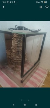 Terrarium szklane 30x30x40 wodospad i oświetlenie