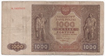 Banknot PRL, 1.000 złotych 1946 - A. - rzadka