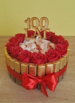 Tort box ze słodyczy prezent urodziny ślub podziekowanie imieniny róże 