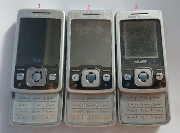 Srebrny Sony Ericsson T303 - zestaw 3 sztuki