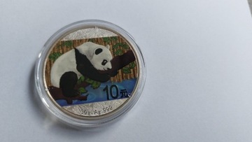 Srebrna moneta kolorowa, Chińska panda 30 g. 2016 