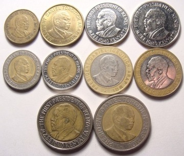 Kenia zestaw 10 monet po roku 1995. Każda inna!