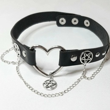 Choker serce pentagram goth gohic gotyk rock punk 