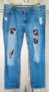 Janina jeansy koronka hafty przetarcia XL/42