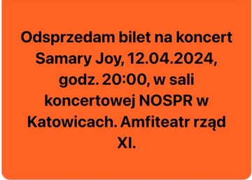 Bilet na koncert Samary Joy - NOSPR 12.04.2024.