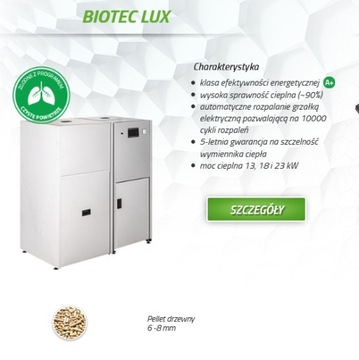 Kocioł Drewmet Biotec LUX 13 18 23  kw Pellet 