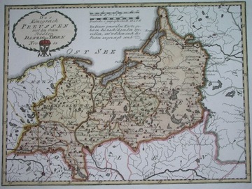 1791 MAPA PRUSY WARMIA MAZURY GDAŃSK OLSZTYN TORUŃ