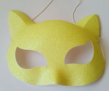 Żółta Maska Kotka kot kotek brokatowa karnawałowa 