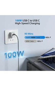 2x kabel 100 watowy USB c na USB C 2 m