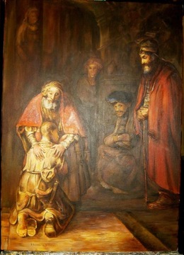 Kopia obrazu Rembrandta "Powrót syna marnotrawnego