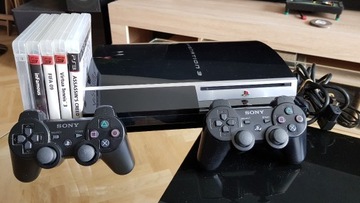 PlayStation 3 FAT 80GB, dwa pady, kable gry.