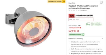 Promiennik  tarasowy Heatbell Wall Smart