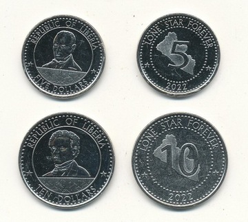 Liberia - zestaw 2 coins 5 + 10 Dollars 2022 - UNC