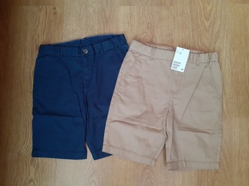 H&M - NOWE khaki bawełniane szorty chinos r.134 (2