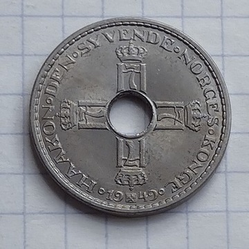 #371 Norwegia 1 korona 1949 UNC