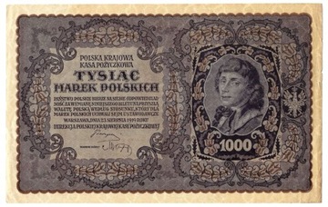 Banknot Polska 1000 Marek mkp 1919 AS Stan -I -UNC
