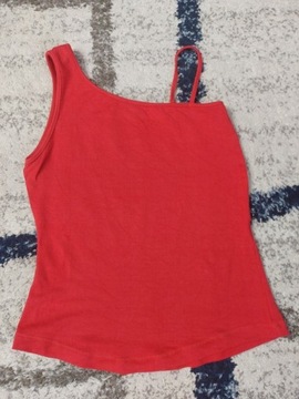 Krótka asymetryczna czerwona bluzeczka rozmiar XS