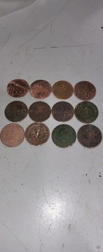Monety 1 pfennig,różne roczniki 