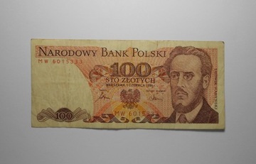 stary banknot PRL 100 złotych MW