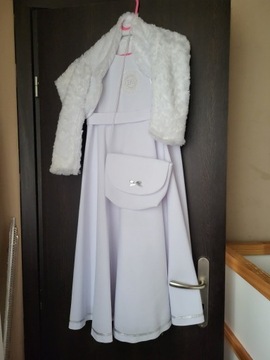 Alba- sukienka komunijna, futszane bolerko, torebk
