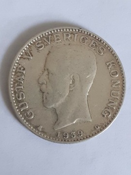 Szwecja 1 korona 1939 srebro