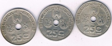 BELGIA FR 25 cent 1938-40