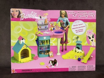 2002 Barbie Stylin’ Pup Playset Zestaw Piesek Kot