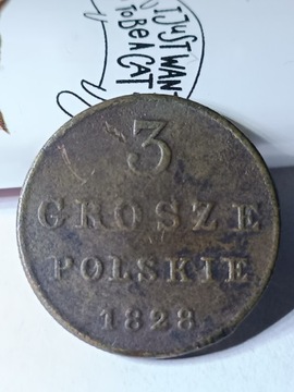 3 grosze polskie 1828 r,FH, Księstwo Warszawskie