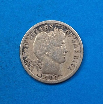 USA 10 centów, Barber One dime 1900, srebro 0,900 