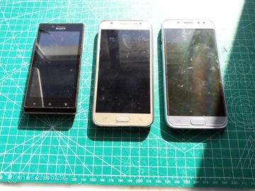 3 smartphony Samsung Sony na części do naprawy