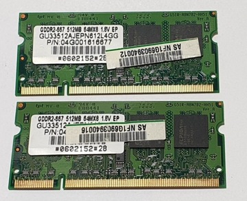 Pamięć RAM 1GB (2x512MB) 64MX8 1.8V EP