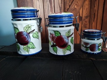 Pojemniki ceramiczne zestaw Vintage owoce 
