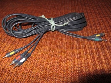 Kabel  przedłurza wtyk 3x RCA jack3.5 s-video 5m