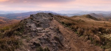 Obraz na płótnie, panorama górska, 120x80cm, błysk