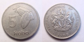 Nigeria 5 kobo 1986 r. Bardzo RZADKA!!