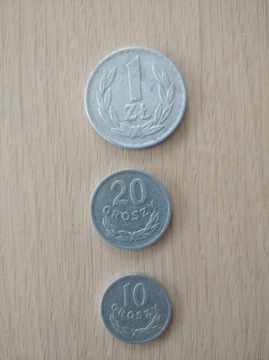 1 zł, 50 gr,20 gr, 1975 r