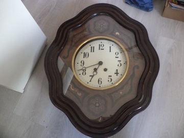 wielki inkrustowany zegar ramowy XIX wiek - unikat