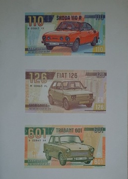 Banknoty kolekcjonerskie seria Fiat Trabant Skoda