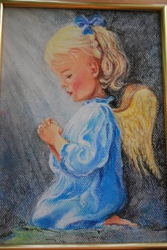 Obrazek Anioła rękodzieło prezent chrzest komunia 