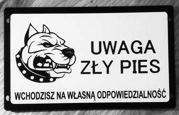 Tabliczka ostrzegawcza uwaga zły pies amstaff