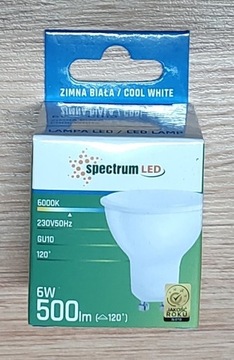 Żarówka LED GU10 6W 230V zimna CW SPECTRUM