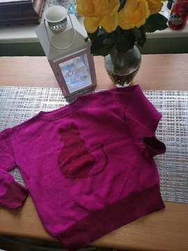 Różowy sweterek w kotek brokat 6 7 
