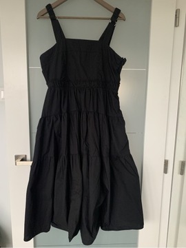 czarna sukienka YAS letnia L falbany 40 maxi