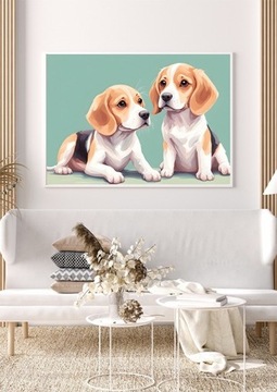 Plakat PREMIUM słodkie beagle - 50x70cm