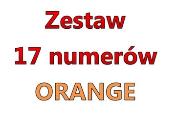 ZESTAW 17 ZŁOTYCH NUMERÓW STARTER ORANGE NA KARTĘ