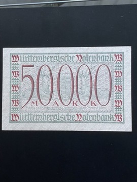 Banknot, Niemcy, Stuttgart, 50000 Mark,