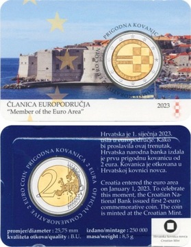 CHORWACJA 2023 2 EURO UNC Wprowadzenie Euro