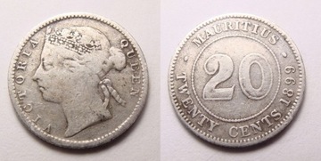Mauritius 20 cents 1899 r. RZADKOŚĆ!